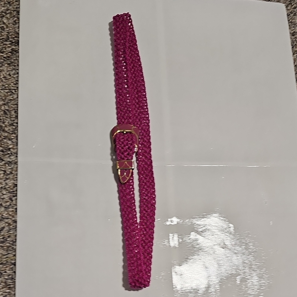 70s 80s Fuschia Skinny Pink Purple Magenta Nylon Woven Belt Adjustable